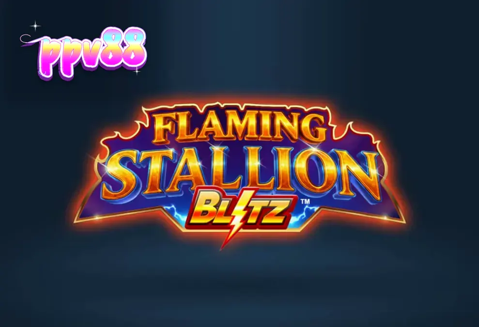 Tampilan visual Flaming Stallion Blitz dengan tema gurun yang membara