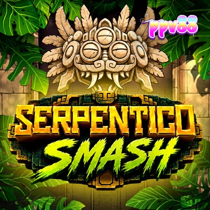 Tampilan visual slot Serpentico Smash dengan latar belakang reruntuhan hutan kuno.